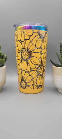 Daisy's, flower,  floral gift  Laser Engraved 20oz Double Wall Insulated Tumbler Travel mug,Seamless Tumbler ,Gift for daughter