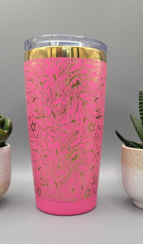 Wild flowers, flower,  floral gift  Laser Engraved 20oz Double Wall Insulated Tumbler Travel mug,Seamless Tumbler ,Gift for daughter