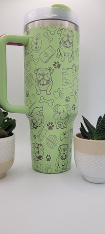 English Bulldog gift 40oz Double Wall Insulated Tumbler with Handles Gift for mom, Granny, sister, Niece, Teacher gift, dog lover gift