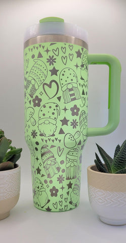 Gongs Cute Gnomes ,Flower gift, Hearts gift 40oz Double Wall Insulated Tumbler with Handles Gift for mom, Granny, sister