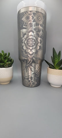 Sugar Skulls mandala ,Flower gift 40oz Double Wall Insulated Tumbler with Handles Gift for mom, Granny, sister