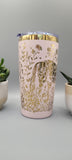 Horse and flowers pink and gold  Laser Engraved 20oz Double Wall Insulated Tumbler Travel mug,Seamless Tumbler ,Gift