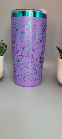 Flower garden,flowers purple and rainbow Laser Engraved 20oz Double Wall Insulated Tumbler Travel mug,Seamless Tumbler ,Gift