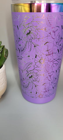 Flower garden,flowers purple and rainbow Laser Engraved 20oz Double Wall Insulated Tumbler Travel mug,Seamless Tumbler ,Gift