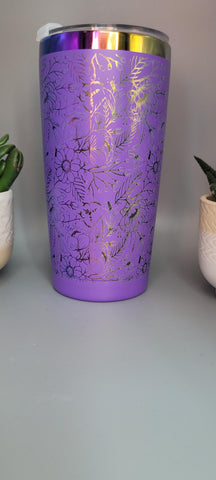 Flower garden,flowers purple and rainbow Laser Engraved 20oz Double Wall Insulated Tumbler Travel mug,Seamless Tumbler ,Gift