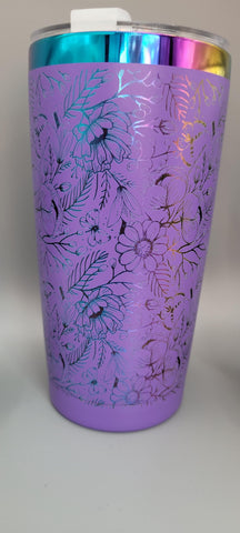 Flower garden,flowers purple and rainbow Laser Engraved 20oz Double Wall Insulated Tumbler Travel mug,Seamless Tumbler ,Gift