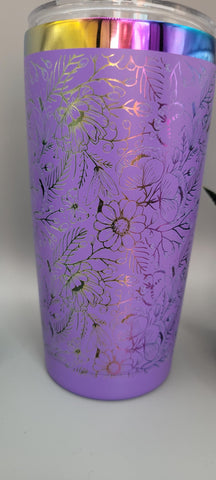 Flower garden,flowers purple and rainbow Laser Engraved 20oz Double Wall Insulated Tumbler Travel mug,Seamless Tumbler ,Gift