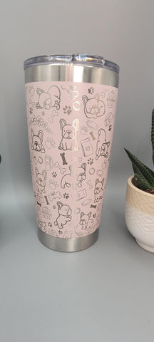 French Bulldog Laser Engraved 20oz Double Wall Insulated Tumbler Travel mug,Seamless Tumbler ,Gift for daughter, niece, Friend