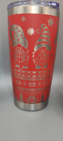 Gongs gnomes, Christmas, Ugly jumper design 20oz Double Wall Insulated Tumbler Travel mug Custom Seamless Tumbler,