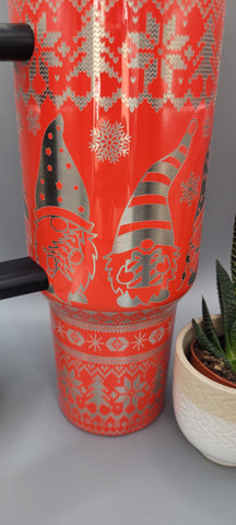 Gongs Gnomes, Christmas Jumper style 40oz Double Wall Insulated Tumbler with Handles Gift for mom, Granny, sister, Niece