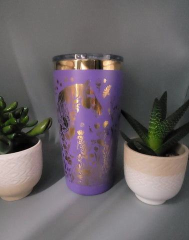 Horse and flowers Laser Engraved 20oz Double Wall Insulated Tumbler Travel mug,Seamless Tumbler ,Gift for daughter, niece, Friend