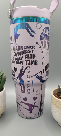 Gymnastics, gymnast Laser Engraved 30oz Double Wall Insulated Tumbler Custom Seamless Tumbler