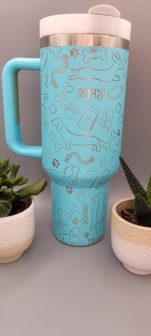 Cute Dachshund dog Doodles 40oz Double Wall Insulated Tumbler with Handles Gift for mom, Granny, sister, Niece