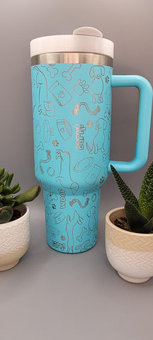 Cute Dachshund dog Doodles 40oz Double Wall Insulated Tumbler with Handles Gift for mom, Granny, sister, Niece