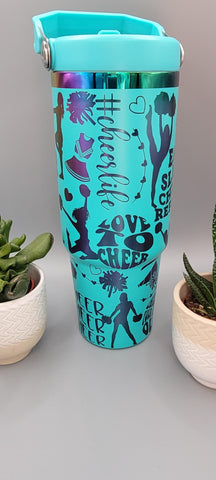 Cheer, cheerleaders, dance Laser Engraved 30oz Double Wall Insulated Tumbler Custom Seamless Tumbler