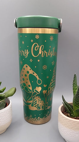 Gongs Christmas gnomes, Merry Christmas Laser Engraved 30oz Double Wall Insulated Tumbler Custom Seamless Tumbler