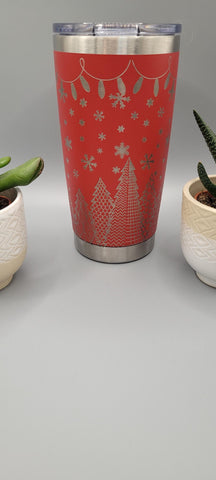 Christmas, Santa, reindeer Laser Engraved 20oz Double Wall Insulated Tumbler Travel mug, Seamless Tumbler ,Gift for mum