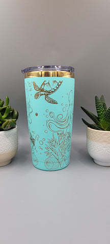 Turtle and octopus, under the sea Laser Engraved 20oz Double Wall Insulated Tumbler Travel mug,Seamless Tumbler ,Gift for daughter, niece