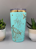 Turtle and octopus, under the sea Laser Engraved 20oz Double Wall Insulated Tumbler Travel mug,Seamless Tumbler ,Gift for daughter, niece