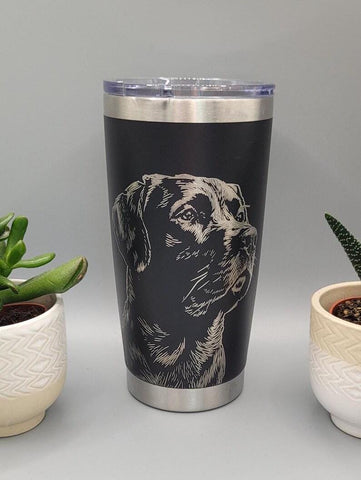 Labrador dog  Laser Engraved 20oz Double Wall Insulated Tumbler Travel mug, Seamless Tumbler ,Gift for mum