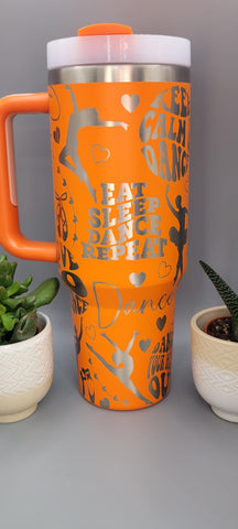 Dancer, dance, Ballet Orange 40oz Double Wall Insulated Tumbler with Handles Gift for mom, sister