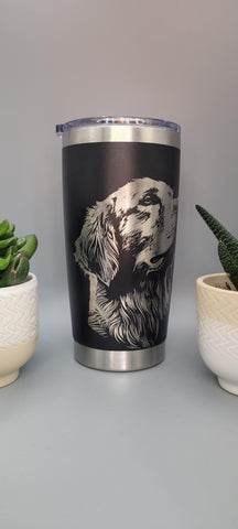 Golden Retriever Laser Engraved 20oz Double Wall Insulated Tumbler Travel mug, Seamless Tumbler ,Gift for mum