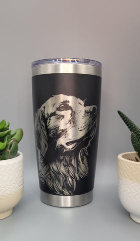 Golden Retriever Laser Engraved 20oz Double Wall Insulated Tumbler Travel mug, Seamless Tumbler ,Gift for mum