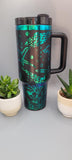 Sharks, hammerhead, great white, under the sea black and green blue 40oz Double Wall Insulated Tumbler with Handles Gift for mom, sister