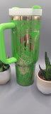 Chameleon, green and gold 40oz Double Wall Insulated Tumbler with Handles Gift for mom, sister