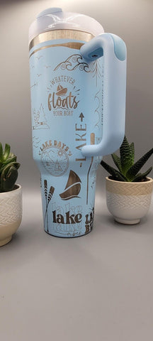 Lake Life, adventure, traveller, camper gift 40oz Double Wall Insulated Tumbler with Handles Gift for mom, Granny, sister, Niece,dad