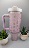 Personalised Laser Engraved 40oz Double Wall Insulated Tumbler with Handles, Add your name, school, business or any word