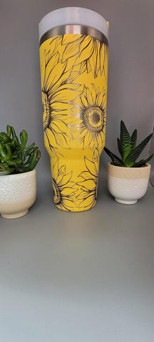 Sunflowers, Garden gift, Floral gift blossoms gift 40oz Double Wall Insulated Tumbler with Handles Gift for mom, Granny, sister, Niece