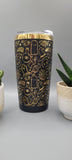 Halloween, ghost black and gold Laser Engraved 20oz Double Wall Insulated Tumbler Travel mug,Tumbler