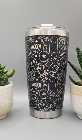 Halloween, ghosts Laser Engraved Custom Seamless  20oz Double Wall Insulated Tumbler Travel mug