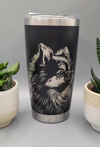 Pomeranian, dog Laser Engraved 20oz Double Wall Insulated Tumbler Travel mug, Seamless Tumbler ,Gift for mum