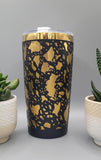 Cow hide, farm black and gold Laser Engraved 20oz Double Wall Insulated Tumbler Travel mug,Tumbler