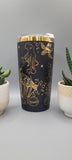 Octopus and sea turtles, under the ocea, sea  black and gold Laser Engraved 20oz Double Wall Insulated Tumbler Travel mug,Tumbler