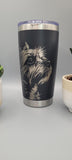 Terrier Laser Engraved 20oz Double Wall Insulated Tumbler Travel mug, Seamless Tumbler ,Gift for mum