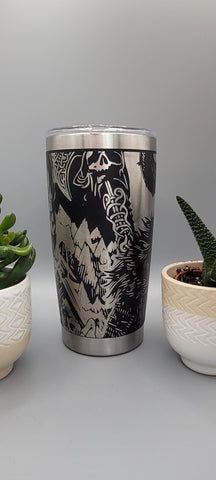 Viking, warrior, soldier, fighter Laser Engraved 20oz Double Wall Insulated Tumbler Travel mug, Seamless Tumbler