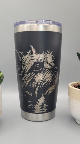 Terrier Laser Engraved 20oz Double Wall Insulated Tumbler Travel mug, Seamless Tumbler ,Gift for mum