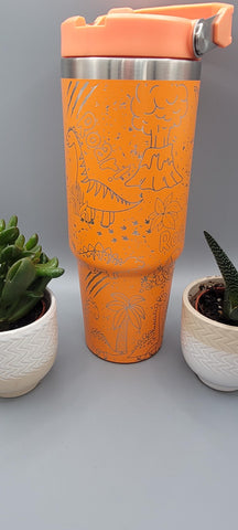 Dinosaur, jungle Laser Engraved 30oz Double Wall Insulated Tumbler kids tumblers, gifts for boys