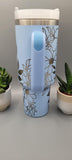 Panda  and flowers 40oz Double Wall Insulated Tumbler with Handles Gift for mom, Granny, sister, Niece