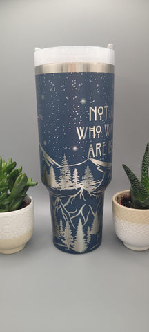 Adventure,Not all who Wander are lost, traveling,  traveller 40oz Double Wall Insulated Tumbler with Handles Gift