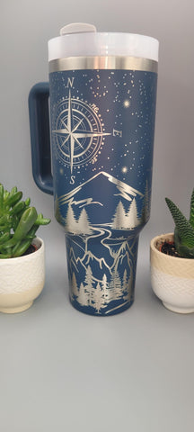 Adventure,Not all who Wander are lost, traveling,  traveller 40oz Double Wall Insulated Tumbler with Handles Gift