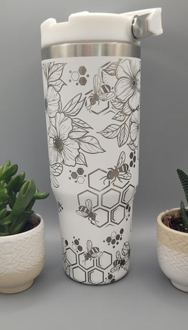 Honey Bees, Bumble bee, Laser Engraved 30oz Double Wall Insulated Tumbler kids tumblers, gifts for boys