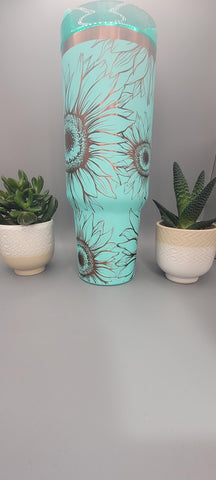 Sunflowers, Garden gift, Floral gift blossoms gift 40oz Double Wall Insulated Tumbler with Handles Gift for mom, Granny, sister, Niece