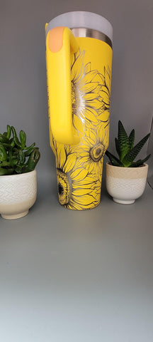 Sunflowers 40oz Double Wall Insulated Tumbler with Handles Gift for mom, Granny, sister, Niece