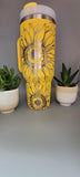 Sunflowers 40oz Double Wall Insulated Tumbler with Handles Gift for mom, Granny, sister, Niece