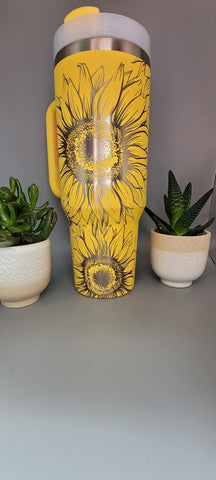 Sunflowers 40oz Double Wall Insulated Tumbler with Handles Gift for mom, Granny, sister, Niece