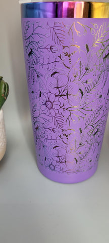 Flower garden,flowers purple and rainbow Laser Engraved 20oz Double Wall Insulated Tumbler Travel mug,Seamless Tumbler ,Gift